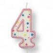 Number 4 Candle Pink