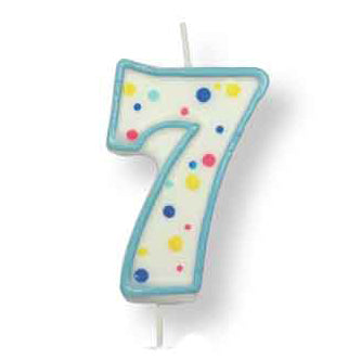 Number 7 Candle Blue