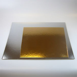 Taartkartons 35cm zilver/goud vierkant 3st