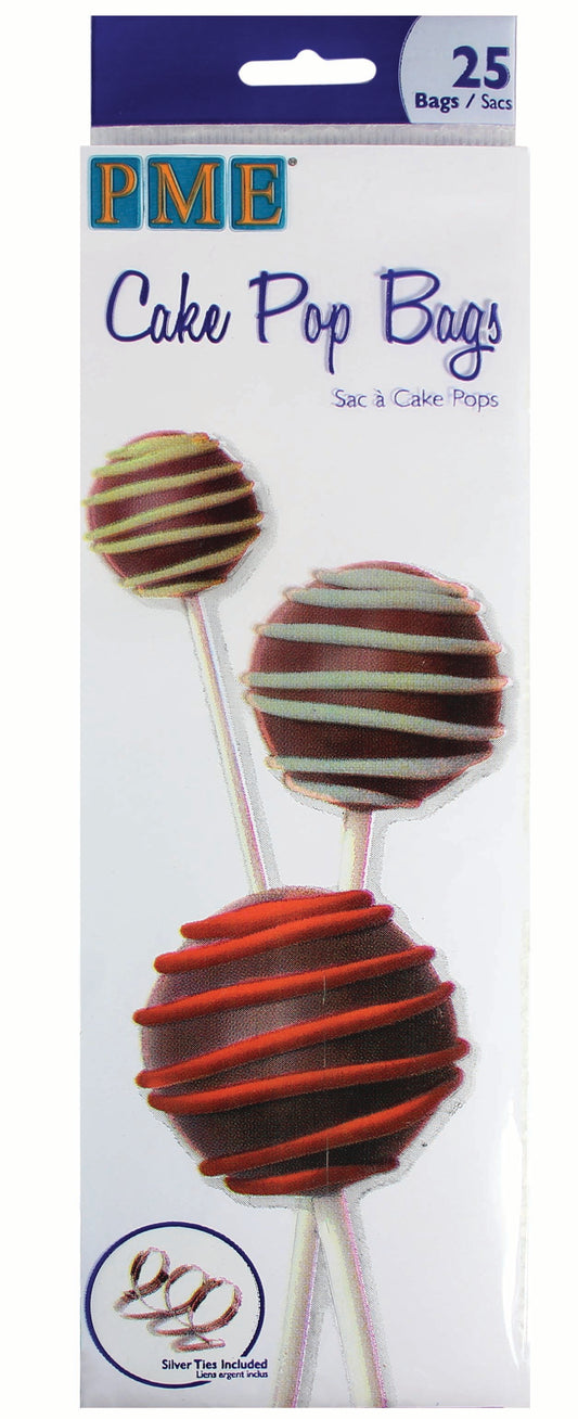 Cake Pop Bags with Silver Ties pk/25