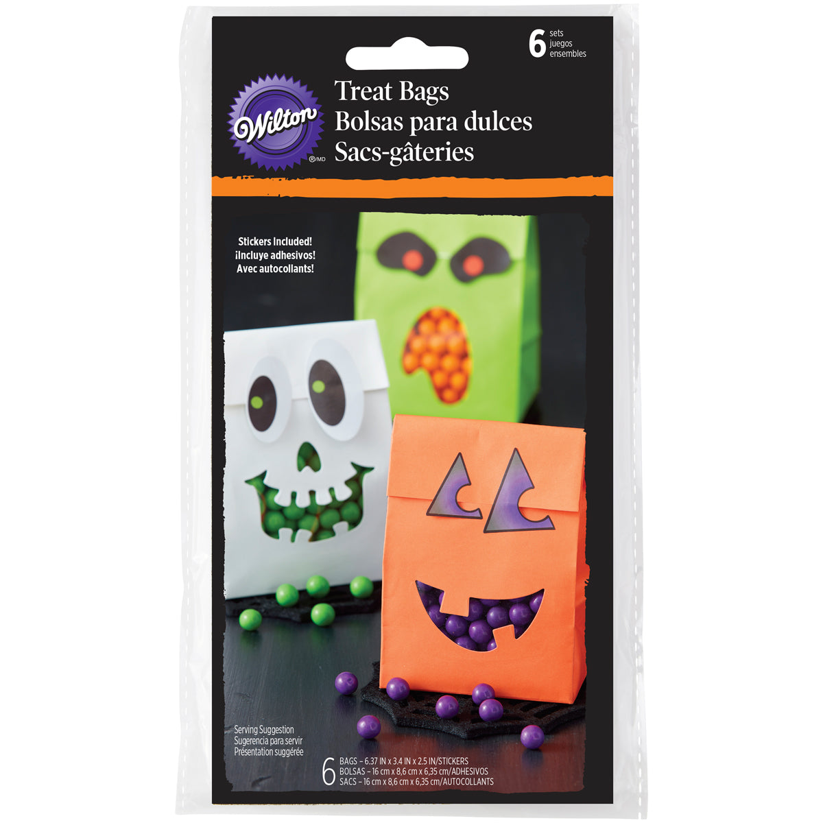 Treat Bags Monster Mouth w/sticker pk/6