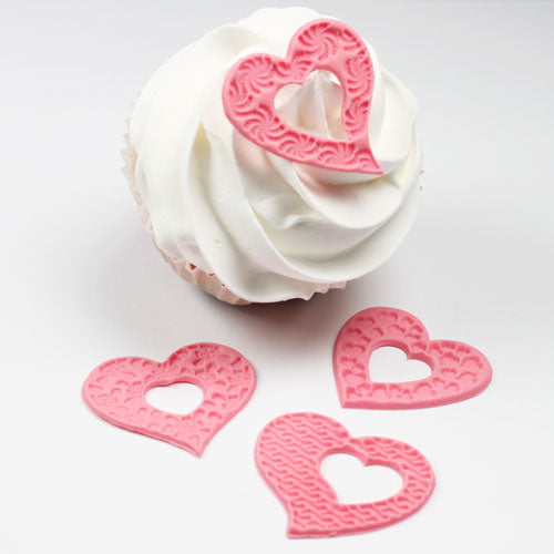 Fantasy Hearts Cupcake Tops set/4