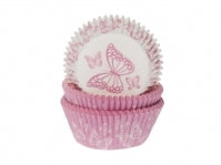 Baking Cups vlinder Roze/wit pk/50
