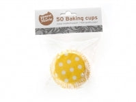 Baking cups PolkadotGeel pk/50