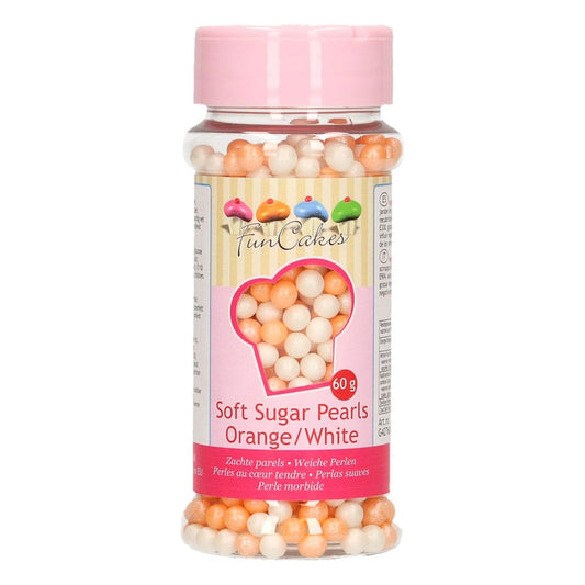 Funcakes zachte pearls orange/ white  60g