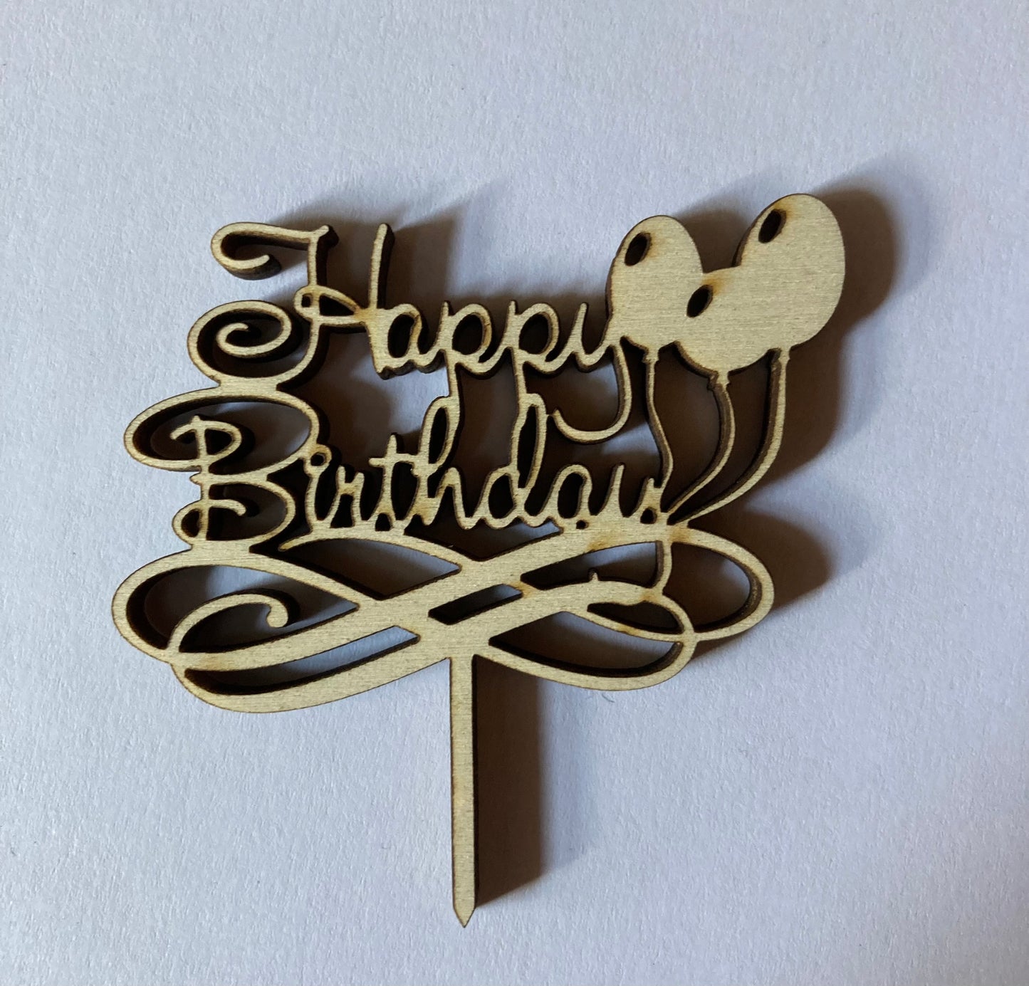 Cupcake topper - Happy Birthday(ballon) -hout - 10stuks