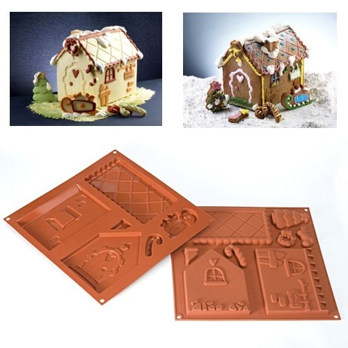 Silikomart Chocolade Vormset Koekhuisje 180x115 h160mm set/2