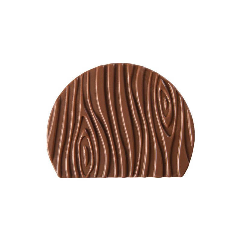 Chocolade(melk) Zijkant buche houtstructuur bruin 10x8 cm